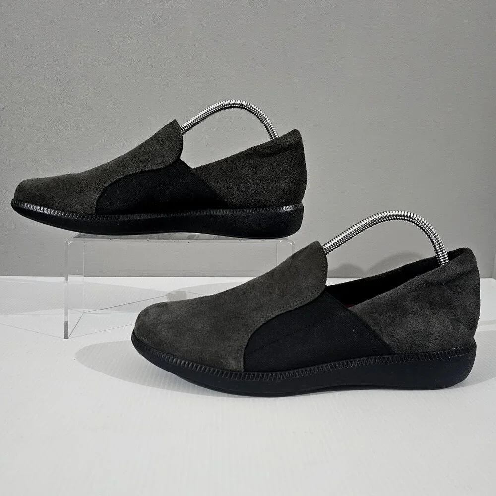 Munro Clay Slip On Sneaker Women 10.5 Gray Suede Wedge Casual Comfort Loafer NEW